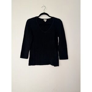 Vintage Caslon Ribbed V-Neck Sweater – Women's Size Large